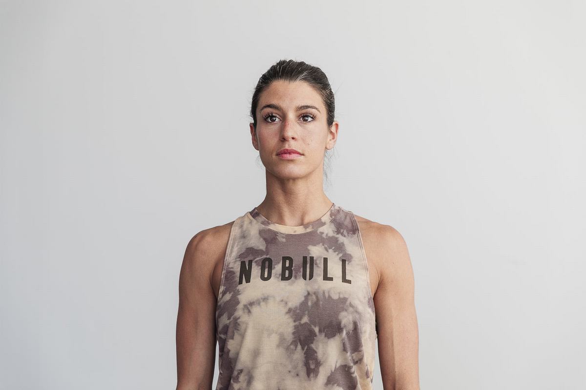 Nobull High-Neck Tie-Dye Women's Tank Tops Brown | Australia (VD4036)